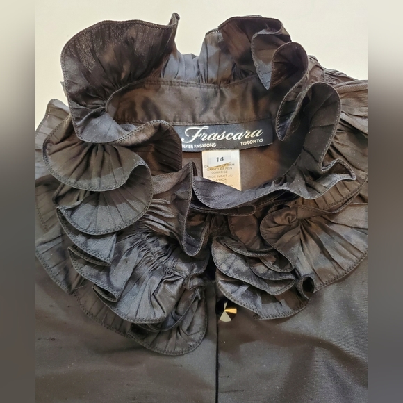 FRASCARA - Beker Fashions 100% Silk Jacket - Black Size 14 - Picture 8 of 12